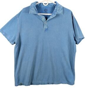 Tre Vero Three Truths Shirt Mens XXL Blue Distressed Denim Collar Short Sleeve